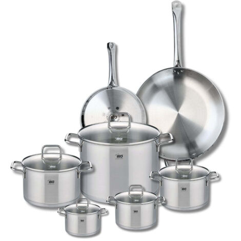 Ensemble de 2 Poêles de cuisson 24 et 32 cm et 5 faitouts 12, 14, 16, 20 et 26 cm Elo Profi Citrin