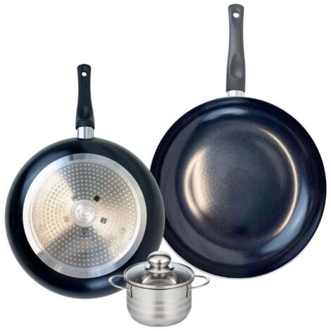 Ensemble de 2 Poêles de cuisson 28 et 32 cm et 1 faitout 12 cm Elo Prima Brillant