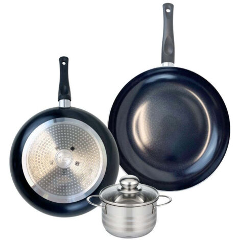 Ensemble de 2 Poêles de cuisson 28 et 32 cm et 1 faitout 14 cm Elo Prima Brillant
