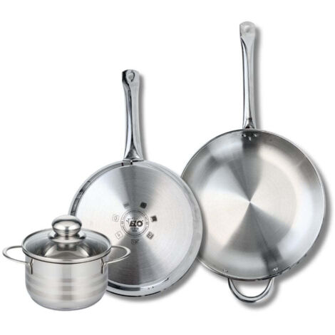 Ensemble de 2 Poêles de cuisson 28 et 32 cm et 1 faitout 16 cm Elo Profi Brillant