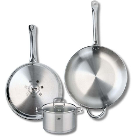 Ensemble de 2 Poêles de cuisson 28 et 32 cm et 1 faitout 16 cm Elo Profi Citrin