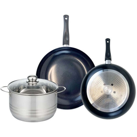 Ensemble de 2 Poêles de cuisson 28 et 32 cm et 1 faitout 24 cm Elo Prima Brillant