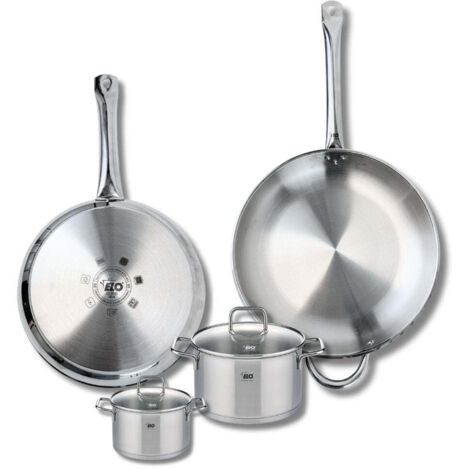 Ensemble de 2 Poêles de cuisson 28 et 32 cm et 2 faitouts 12 et 16 cm Elo Profi Citrin