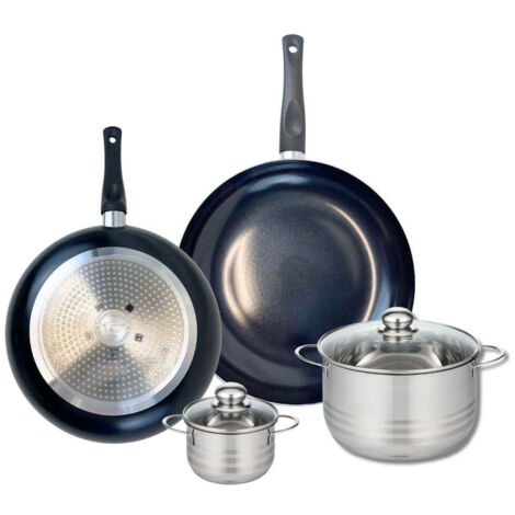 Ensemble de 2 Poêles de cuisson 28 et 32 cm et 2 faitouts 12 et 20 cm Elo Prima Brillant