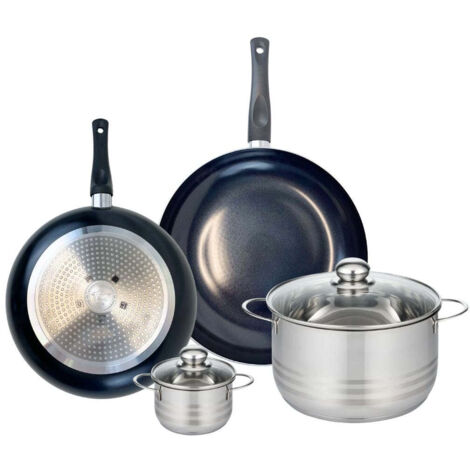 Ensemble de 2 Poêles de cuisson 28 et 32 cm et 2 faitouts 12 et 24 cm Elo Prima Brillant