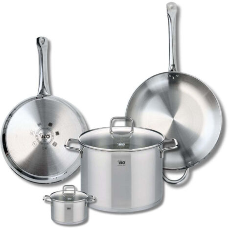Ensemble de 2 Poêles de cuisson 28 et 32 cm et 2 faitouts 12 et 26 cm Elo Profi Citrin