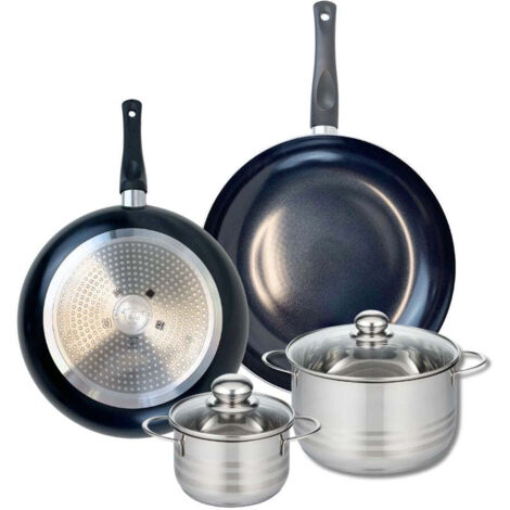 Ensemble de 2 Poêles de cuisson 28 et 32 cm et 2 faitouts 14 et 20 cm Elo Prima Brillant