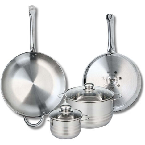 Ensemble de 2 Poêles de cuisson 28 et 32 cm et 2 faitouts 14 et 20 cm Elo Profi Brillant