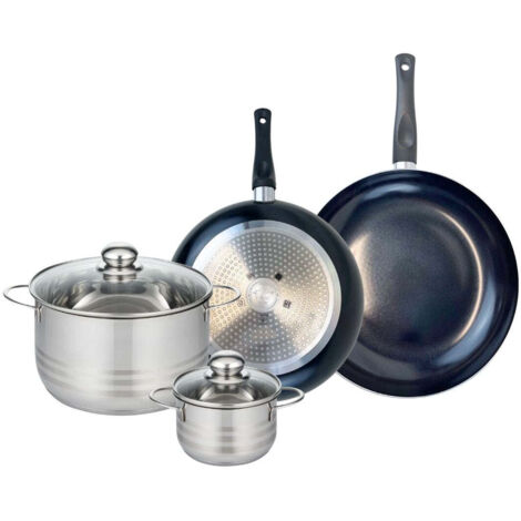 Ensemble de 2 Poêles de cuisson 28 et 32 cm et 2 faitouts 14 et 24 cm Elo Prima Brillant