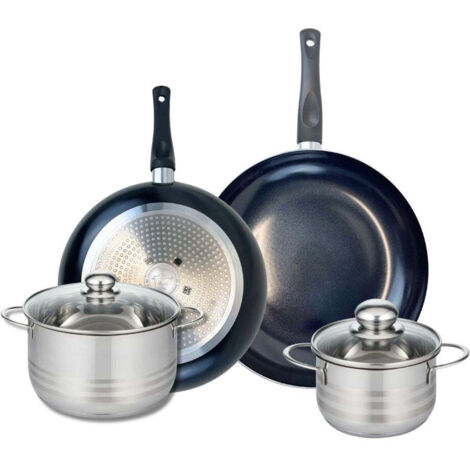 Ensemble de 2 Poêles de cuisson 28 et 32 cm et 2 faitouts 16 et 20 cm Elo Prima Brillant