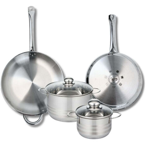 Ensemble de 2 Poêles de cuisson 28 et 32 cm et 2 faitouts 16 et 20 cm Elo Profi Brillant