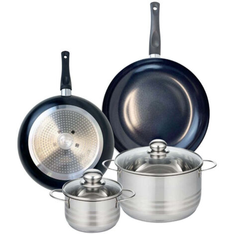 Ensemble de 2 Poêles de cuisson 28 et 32 cm et 2 faitouts 16 et 24 cm Elo Prima Brillant