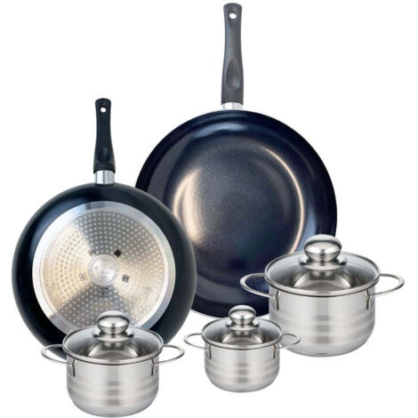 Ensemble de 2 Poêles de cuisson 28 et 32 cm et 3 faitouts 12, 14 et 16 cm Elo Prima Brillant
