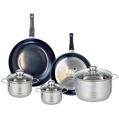 Ensemble de 2 Poêles de cuisson 28 et 32 cm et 3 faitouts 14, 16 et 24 cm Elo Prima Brillant