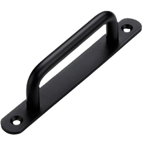 Ensemble de 2 poignées de porte coulissantes noires, poignées de porte coulissantes avec plaque en acier inoxydable pour portes de grange d'armoires noires,