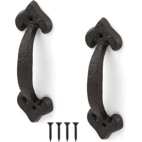 Ensemble de 2 poignées de porte coulissantes, poignées de porte antiques en fonte, poignées de porte vintage, gamme complète d'accessoires pour portes de hangar, garages, armoires