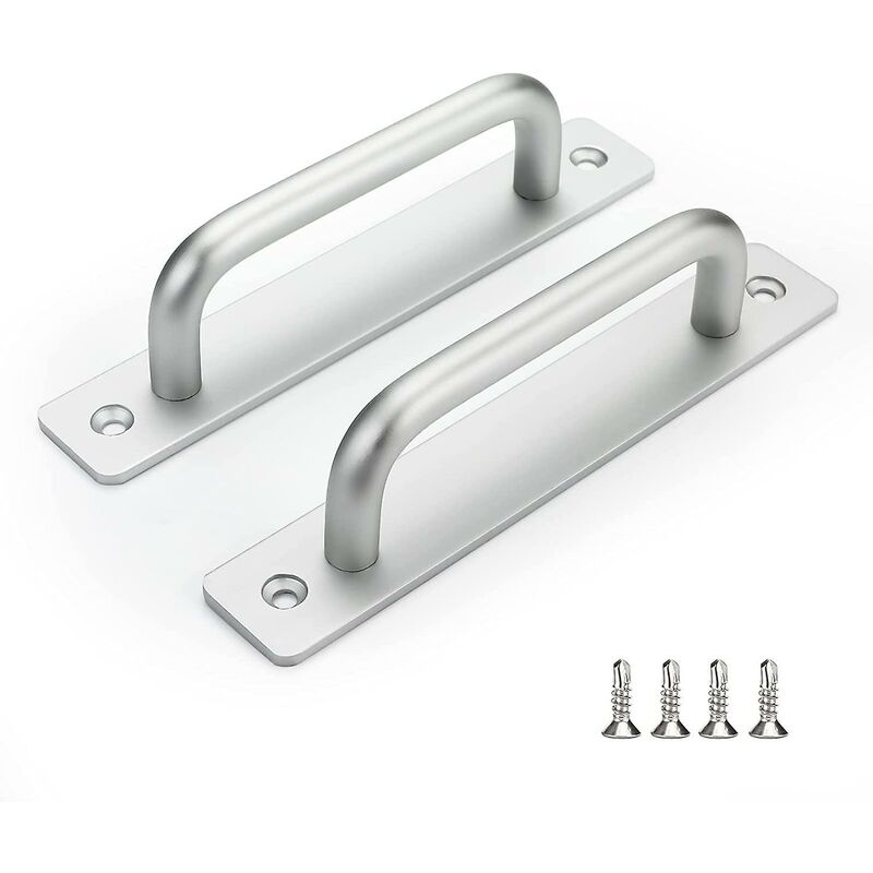 Ensemble de 2 poignées de porte argentées Poignée de porte coulissante Poignée de meuble -ls78873snb128 Poignée de meuble de cuisine en alliage