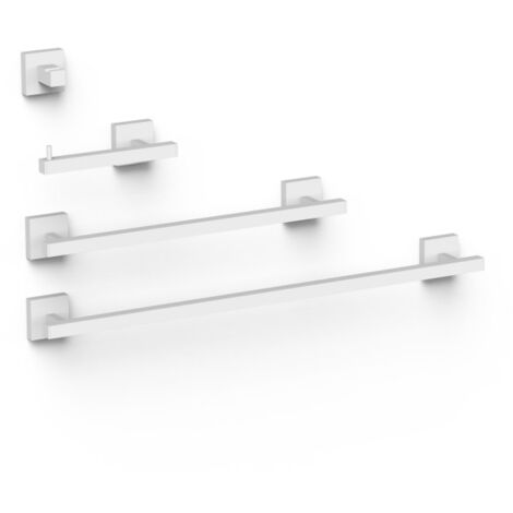 Ensemble de 2 Porte-serviettes et 1 Dérouleur à papier WC Blanc mat - TRES 09598101BM