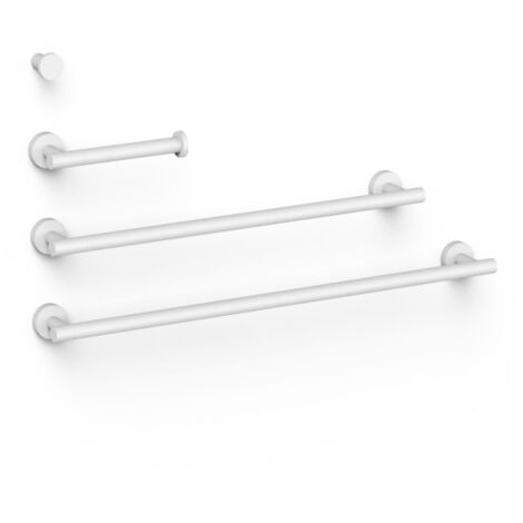 Ensemble de 2 Porte-serviettes et 1 Dérouleur à papier WC Blanc mat - TRES 09598102BM