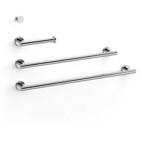 Ensemble de 2 Porte-serviettes et 1 Dérouleur à papier WC Chrome - TRES 09598102