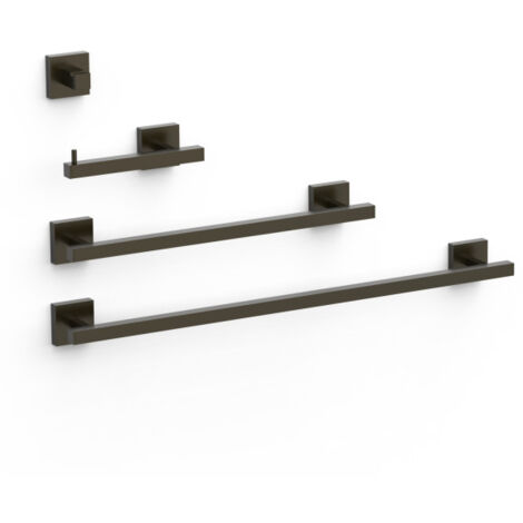 Ensemble de 2 Porte-serviettes et 1 Dérouleur à papier WC Noir bronze - TRES 09598101KMB