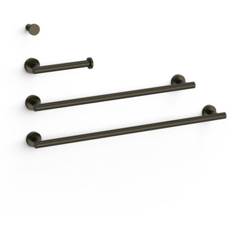Ensemble de 2 Porte-serviettes et 1 Dérouleur à papier WC Noir bronze - TRES 09598102KMB