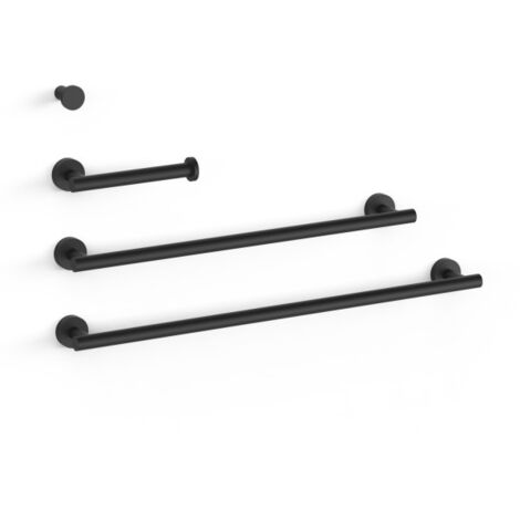 Ensemble de 2 Porte-serviettes et 1 Dérouleur à papier WC Noir mat - TRES 09598102NM