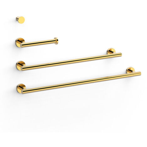 Ensemble de 2 Porte-serviettes et 1 Dérouleur à papier WC Or 24K - TRES 09598102OR
