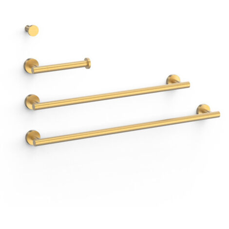Ensemble de 2 Porte-serviettes et 1 Dérouleur à papier WC Or Mat 24K - TRES 09598102OM