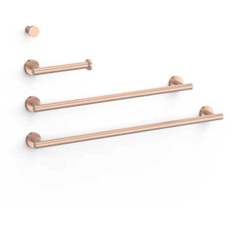 Ensemble de 2 Porte-serviettes et 1 Dérouleur à papier WC Or Rose Mat 24K - TRES 09598102OPM