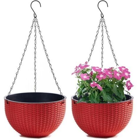 Ensemble de 2 Pots de Fleurs Suspendus avec Chaîne en Acier Inoxydable, Pots de Fleurs Suspendus pour Intérieur et Extérieur S (6,5 pouces)