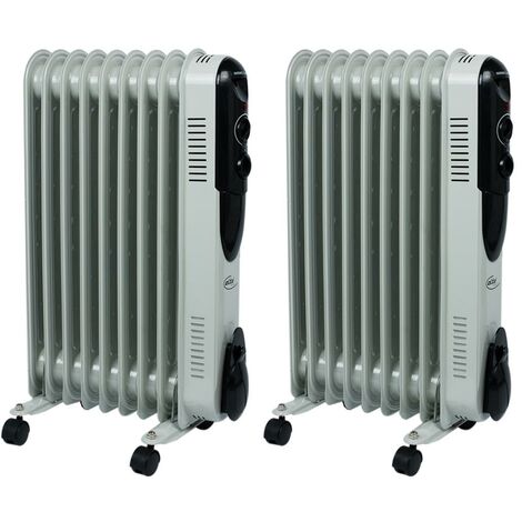 main image of "Ensemble de 2 radiateurs à mazout Chauffe-pieds à 3 niveaux 2000 watts, thermostat mobile réglable"