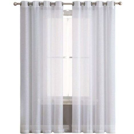 Ensemble de 2 Rideaux en Voile 134x160cm - Double Panneau en Tulle avec Oeillets - Draperies Modernes et Douces pour Décoration Blanche