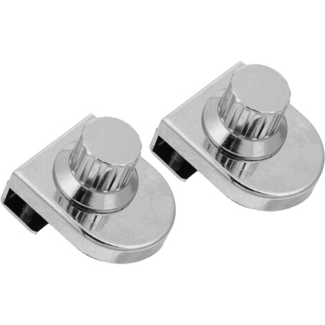 Ensemble de 2 serrures pour portes vitrées simples, sans perçage, compatible avec du verre jusqu'à 8 mm, alliage argenté haute résistance, serrure pour porte d'exposition.-AquaForge