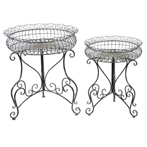 Ensemble de 2 supports jardinières fer ronds