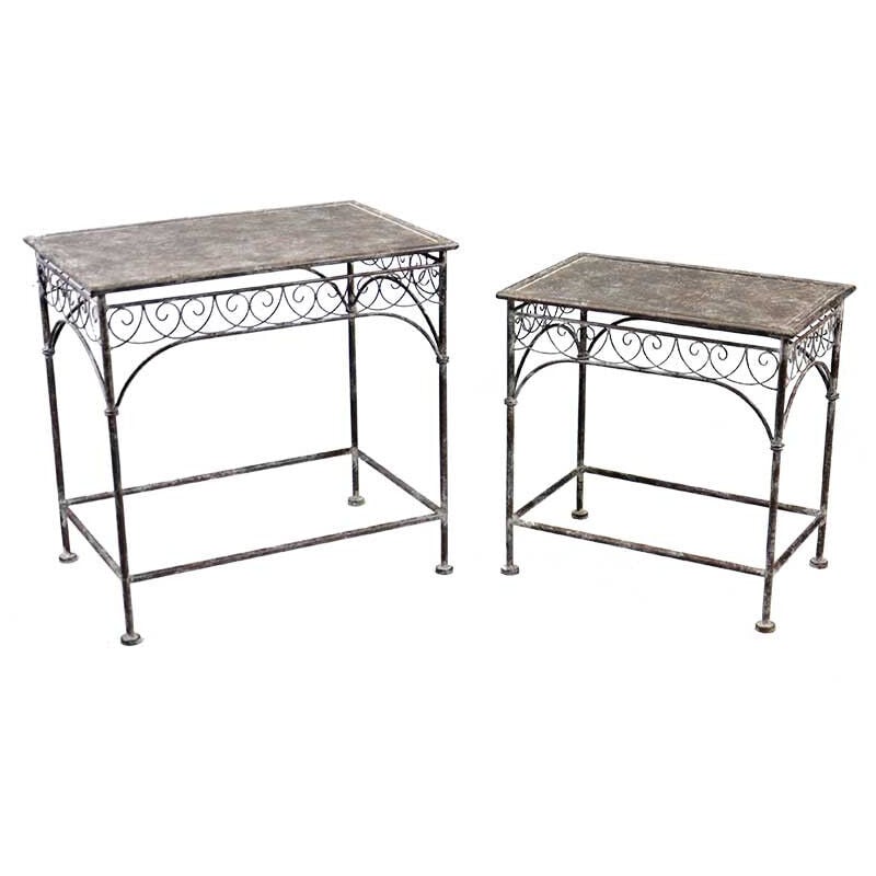 La Grande Prairie - Ensemble de 2 tables d'appoint fer 60X40X58cm