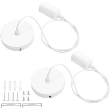 Ensemble de 2 suspensions E27, lampes suspendues,accessoires,câble de suspension en corde de 200 cm,lustre rétro blanc,compatible