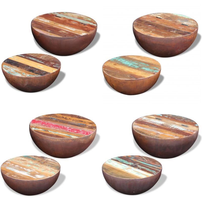 Vidaxl - Ensemble de 2 tables basses Bois de récupération massif - Table Basse - Ensemble De Tables - Meubles Design - Table D'appoint - Décoration