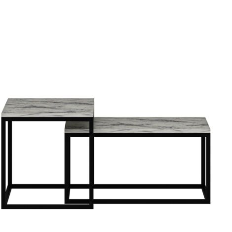 Ensemble de 2 tables basses encastrables effet marbre