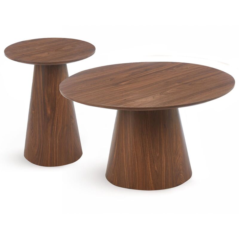 Ensemble de 2 tables basses rondes Callie Bois noisette