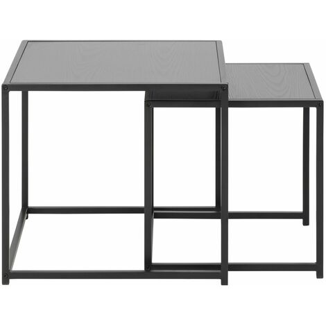Ensemble de 2 tables d'appoint gigognes design industriel