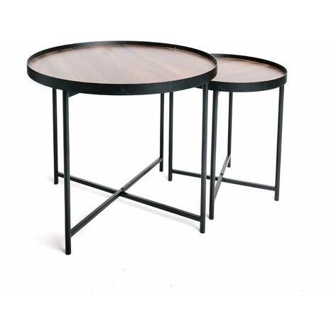 Ensemble de 2 tables d'appoint gigognes rondes avec bords