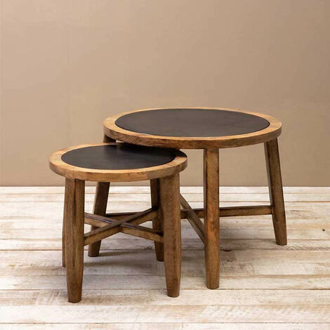 Ensemble de 2 tables d'appoint métal 54x41cm