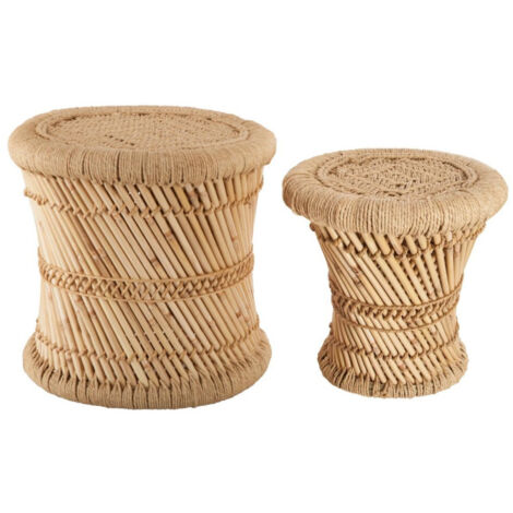 Ensemble de 2 tables d'appoint naturel en corde Atmosphera