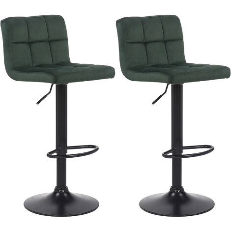 Ensemble de 2 tabourets de bar Feni en velours vert