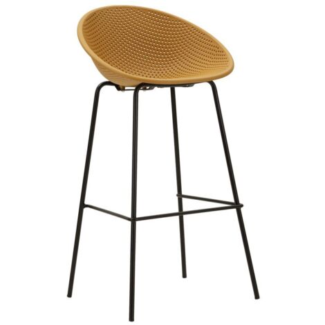 Ensemble de 2 tabourets de bar Ibiza moutarde, 50 x 50 x 98 cm (hauteur d'assise 75 cm)