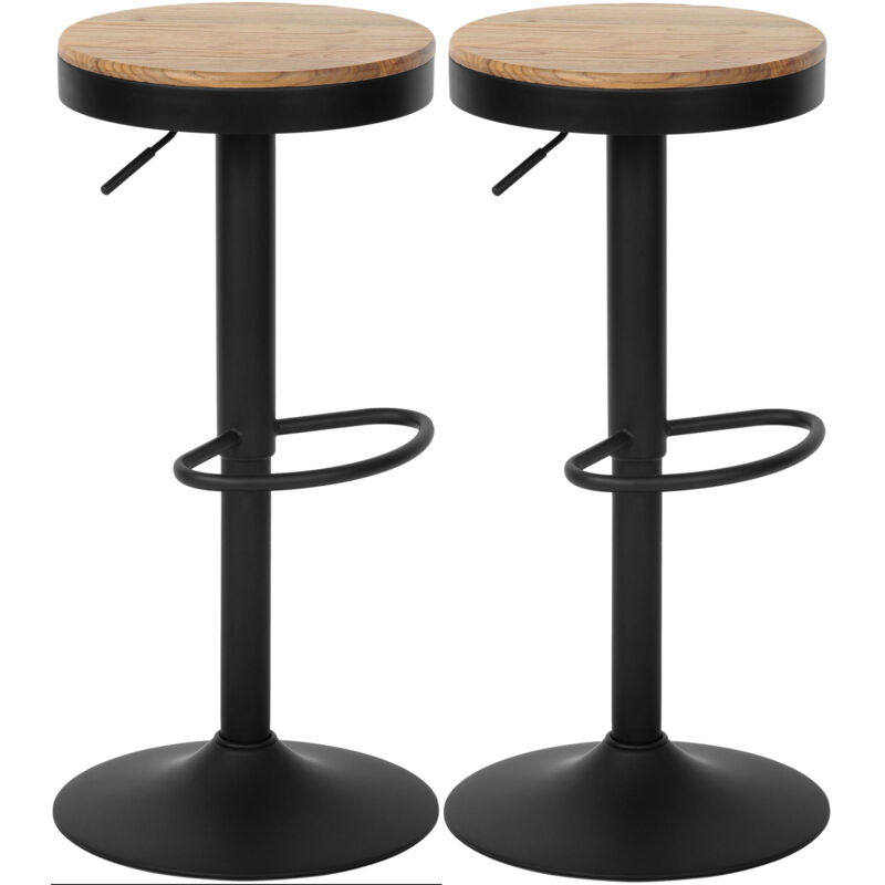 CLP - Ensemble de 2 tabourets de bar Pitas en orme Nature