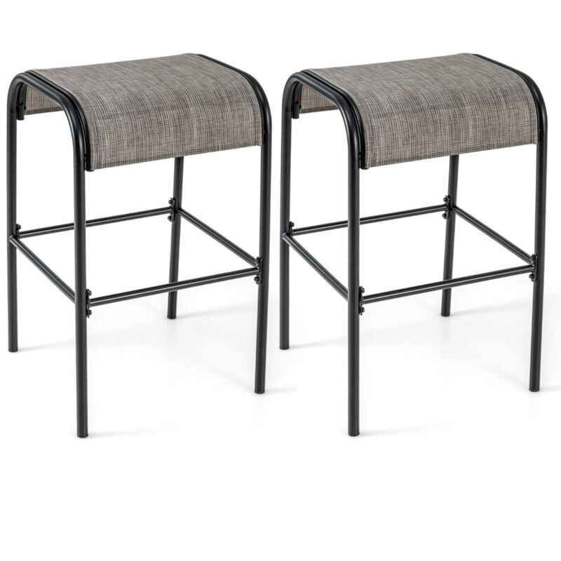 Ensemble de 2 tabourets de bar tabourets bistrot en métal haut de 76 cm siège en tissu incurvé cadre en métal robuste café
