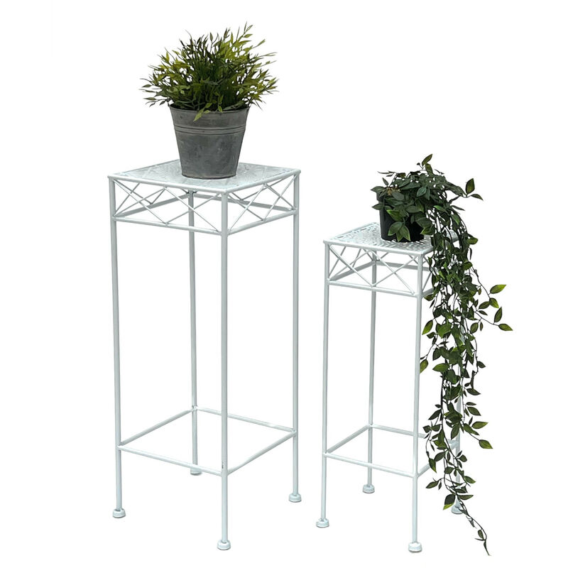 Tabouret pour fleurs Blanc Métal Angulaire Support pour fleurs 96314 Lot de 2 tables d'appoint Colonne pour fleurs Moderne Support pour plantes Tabouret pour fleurs Blanc Métal Angulaire Support pour fleurs 96314 Lot de 2 tables d'appoint Colonne pour fleurs Moderne Support pour plantes