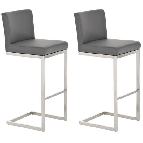 Ensemble de 2 tabourets de paros en acier et en gris